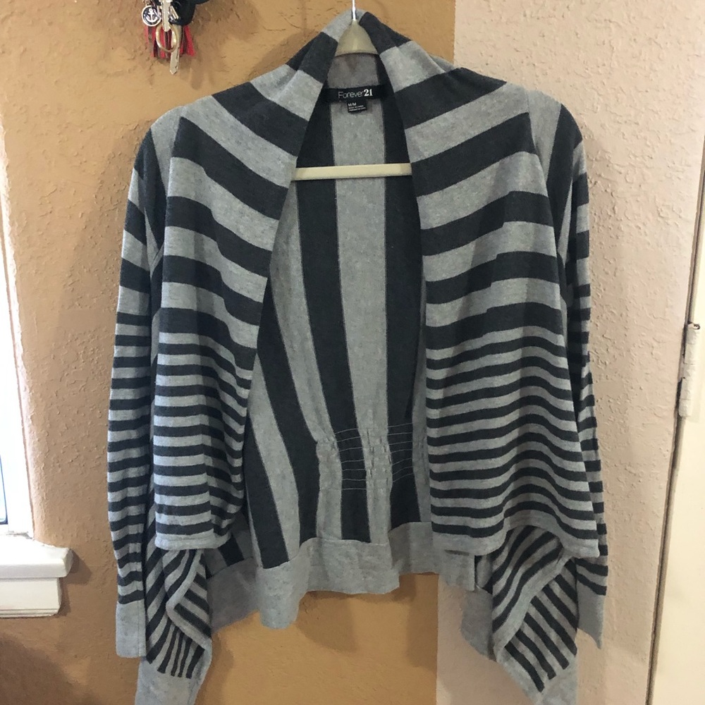 Grey Striped Cardigan